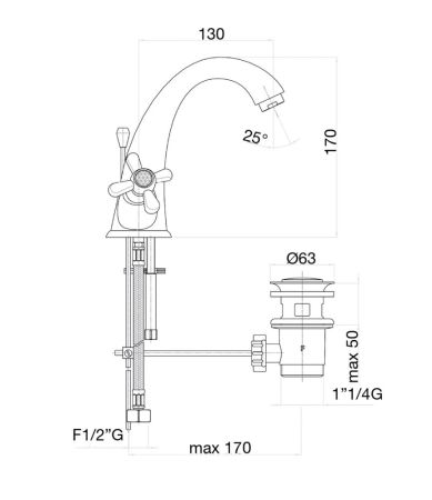 Смеситель для раковины Fiore MARGOT SKY (SWAROVSKI®) 01CO0623, хром/золото, артикул 01CO0623