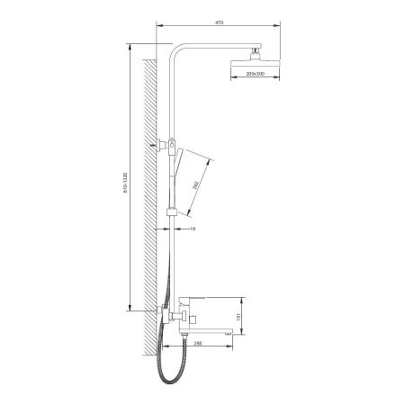 Душевая система BELZ B24817-3, оружейная сталь, артикул B24817-3