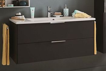 Puris D.Light, тумба + раковина из минерального литья 1200 мм, цвет серый космос матовый