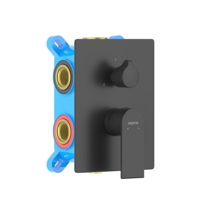 Смеситель для ванны 3 режима (внешняя и скрытая часть) AQUATEK, матовый черный AQ1447MB ЛИРА, артикул AQ1447MB