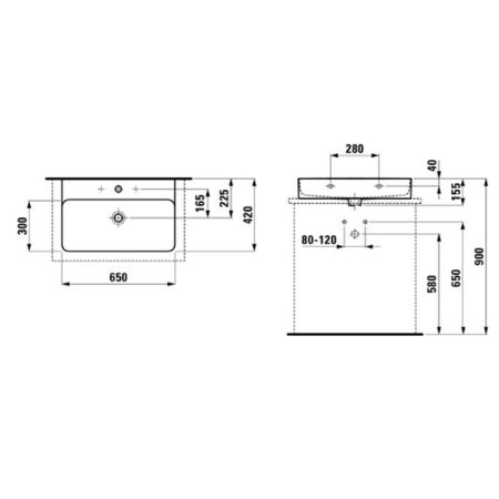 Laufen VAL Раковина 650х420х115мм с 1 отв. под смеситель, цвет: белый, артикул 8.1628.4.000.104.1