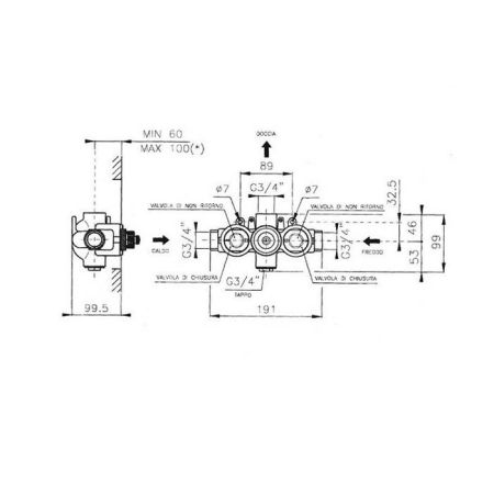 Nicolazzi M.Croce Встраиваемая часть для смесителя со стены (С2177DXDX новый артикул)