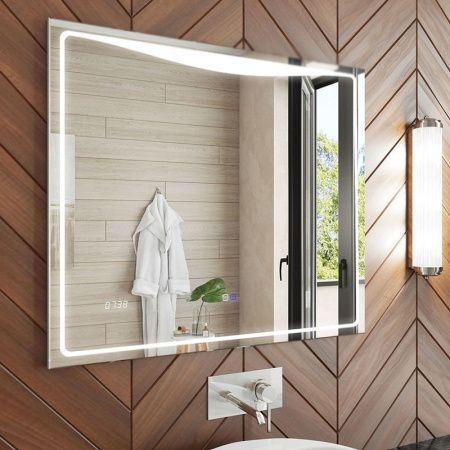 Зеркало Vigo Eva Luxe 60 с подсветкой и часами Хром Зеркало Vigo Eva Luxe 60 с подсветкой и часами Хром