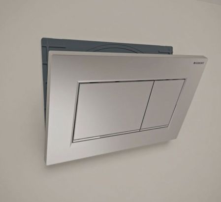 Клавиша смыва, Geberit, Sigma30, назначение-для унитаза, ширина, мм-246, глубина, мм-12, высота, мм-164, тип смыва-двойной, тип управления-механический, цвет-глянцевый хром/матовый хром/глянцевый хром, артикул 115.883.KH.1