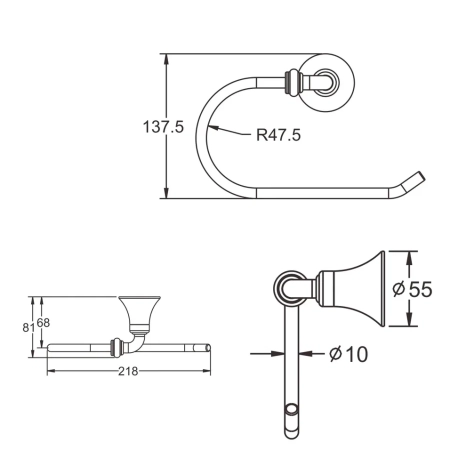 Полотенцедержатель Rose RG1206, хром