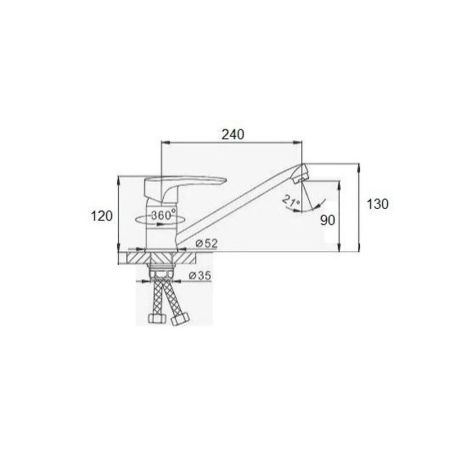 Смеситель для кухни D-Lin D154422, хром