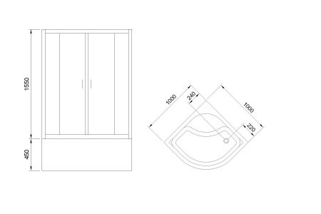 Душевой угол Royal Bath RB 100BK-T (прозрачное)