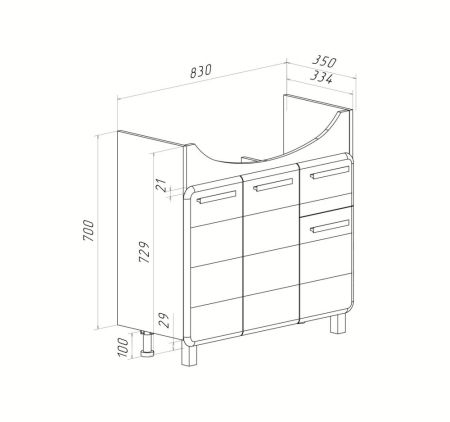 Тумба Runo Эрика 85 под умывальник УТ000001522 (Элеганс 85) (00-00004915), артикул 00-00004915