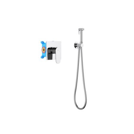 Набор с гигиеническим душем (смеситель + гигиеническая лейка + шланг + шланговое подсоединение с держателем) AQUATEK AQ1219CR ОБЕРОН, артикул AQ1219CR