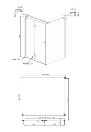 Душевой уголок Ambassador Diamond 12011106L-ST2, квадратный, линейный трап, 100х100, артикул 12011106L-ST2