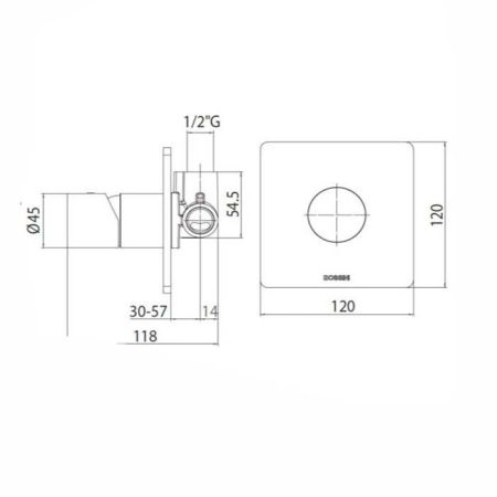 Bossini Встр. часть смесителя с девиатором 1 направления 1/2”, цвет: латунь, артикул Z00007