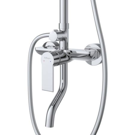 AURORA Комплект для ванной - душевая стойка с изливом и смеситель для раковины, артикул AURORA-VSCM/LVM-CRM