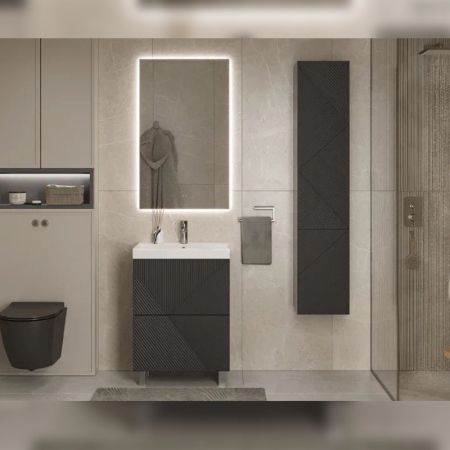 Тумба под раковину напольная Velvex Edge tn.EDG.9696.60.2Y графит, 60 см, артикул tn.EDG.9696.60.2Y графит