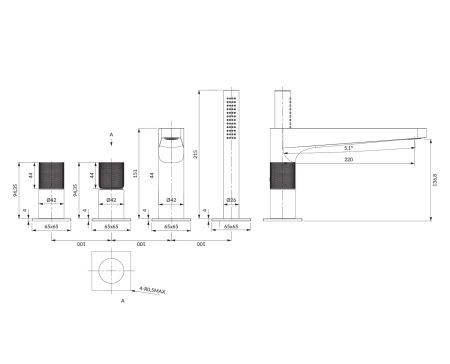 Смеситель на борт ванны OMNIRES CONTOUR CT8032AT (антрацит), артикул CT8032AT