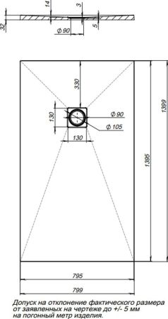 Душевой поддон Aquanet Pleasure 140х80 серый, артикул 00258878