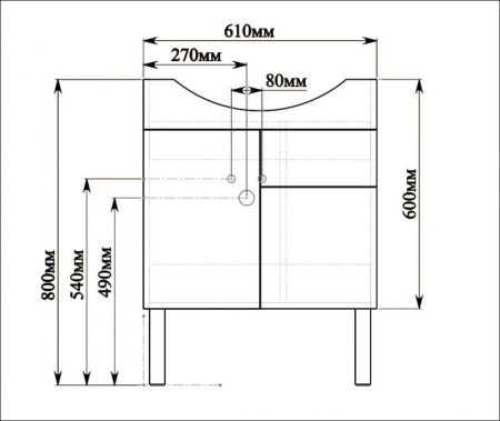 Тумба с раковиной SanVit Прима 65 kprim065 в цвете Ral прямые ручки Белый глянец, артикул kprim065