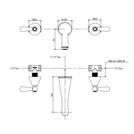 Bongio Mille Nuits Смеситель для раковины, цвет хром/черный фарфор, артикул 22538CR00