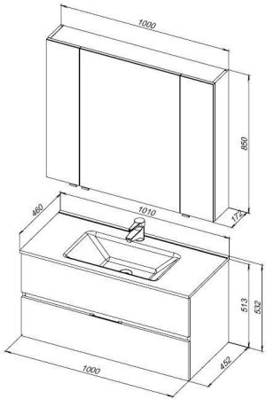 Мебель для ванной Aquanet Алвита New 100 2 ящика, белый матовый, артикул 00274205