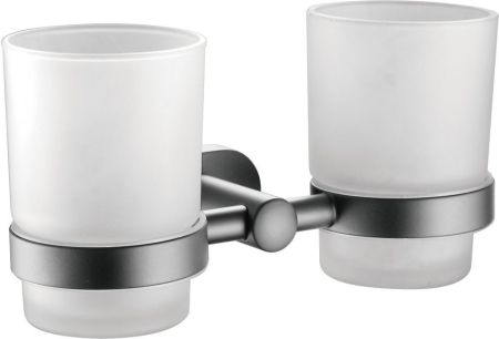 Стакан для ванной комнаты двойной BELZ B90508, вороненая сталь, артикул B90508