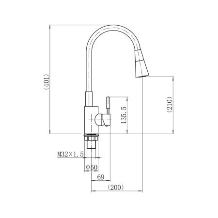 Смеситель для кухни с гибким изливом FASHUN A4053+B13, хром/белый