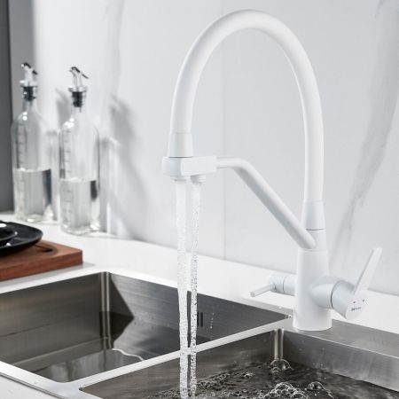 Смеситель для кухни с подключением фильтра Shevanik S968C, белый, артикул S968C