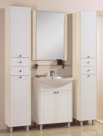 Тумба под раковину Акватон Alpina 1A133401AL 1A133401AL500 белая глянцевая с венге, артикул 1A133401AL500