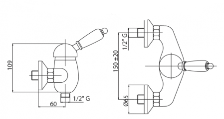 Смеситель для душа CEZARES VINTAGE-DM-Sw, артикул VINTAGE-DM-01-Sw