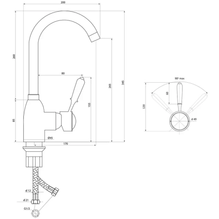 Смеситель для кухни Славен СЛ-ОД-М22, хром