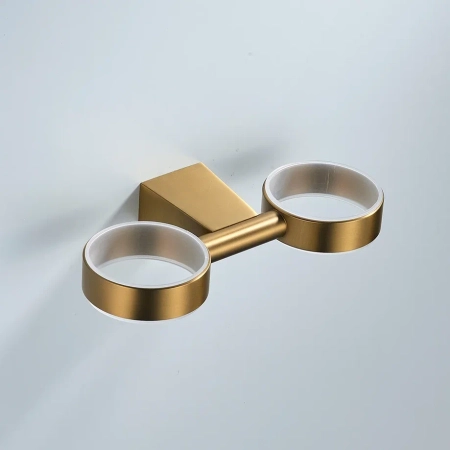 Стакан для ванной комнаты двойной Shevanik SG5722G, золотой сатин, артикул SG5722G