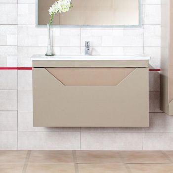 Тумба под раковину подвесная Бриклаер Брайтон бежевый, 100 см