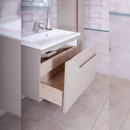 Тумба под раковину подвесная Бриклаер Брайтон бежевый, 70 см, артикул 4627125415814