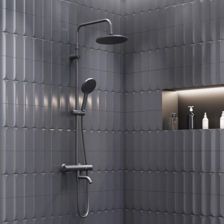 977810300 Jupiter душевая система со смесителем ТМС, ванна/душ, чёрный, артикул 977810300