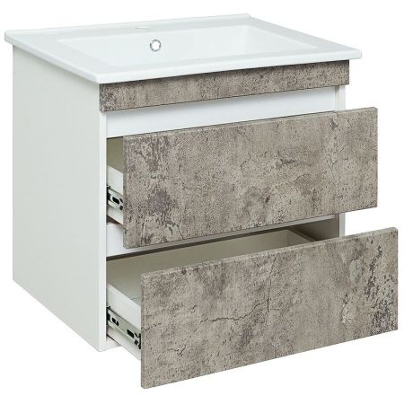 Тумба под раковину Runo Манхэттен 75 4620750028978 Белая Серый бетон
