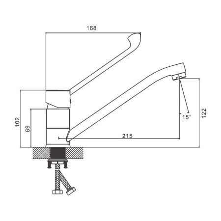 Смеситель для кухни с хирургической ручкой BELZ B70019-3, оружейная сталь, артикул B70019-3