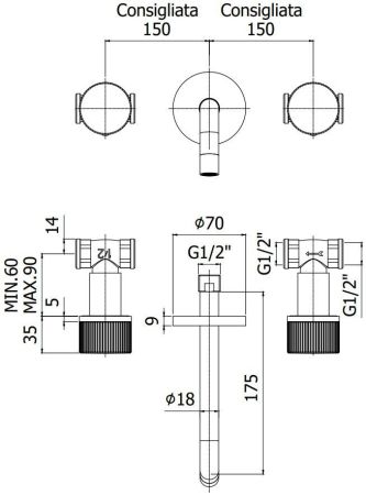 Смеситель для раковины Paffoni Jo JO003NO (с внутренней частью), артикул JO003NO