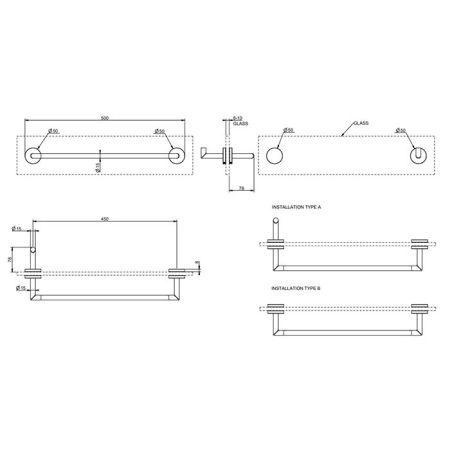 Gessi Tondo Полотенцедержатель для крепления на стекло. 45 см, цвет: Black XL