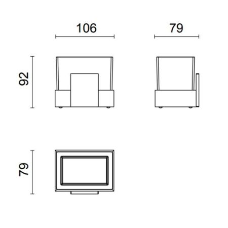 OASIS SQUARE Стакан настольный, цвет хром, артикул 0SQR01200900011CR