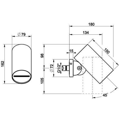 GESSI 316 DIAMANTATO Верхний душ Ø79 мм., с настенным креплением, водопад, цвет Steel Brushed, артикул 57283#239