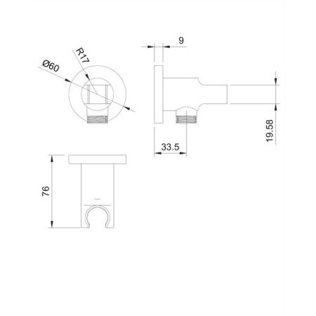 Угловой соединительный элемент OMNIRES 8873BL (черный BLM), артикул 8873BL