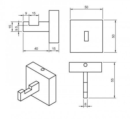 Крючок CEZARES PRIZMA-HK1, артикул PRIZMA-HK1-03/24