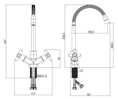 Смеситель Dive для кухни, гибкий излив, артикул: DV519flex