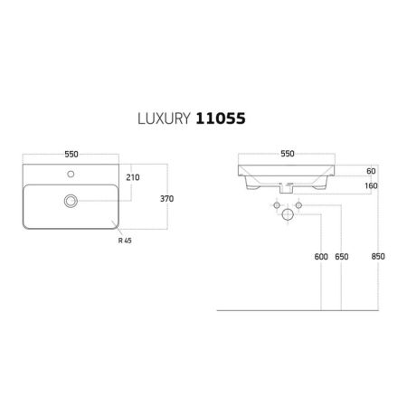 Раковина Dreja Luxury 11055-KL, 55 см, артикул 11055-KL