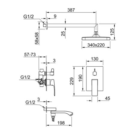 Душевая система встраиваемая Raglo R01.27, хром