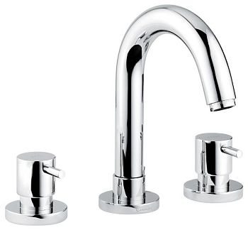 Emmevi Piper, двухрычажный смеситель для раковины на 3 отверстия с донным клапаном, цвет хром