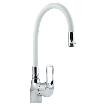 Смеситель для кухни с гибким изливом Славен СЛ-ОД-Ц2Б, хром/белый