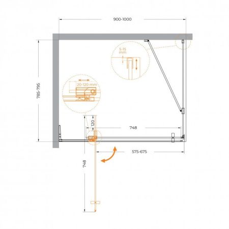 SLIDER-AH-1-80-70/80-BR-GM Душевой уголок, артикул SLIDER-AH-1-80-70/80-BR-GM