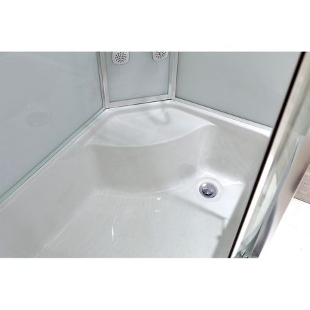 Душевая кабина Black&White Galaxy G5507-R с гидромассажем профиль Серебристый хром задняя стенка Белая, артикул 550712R