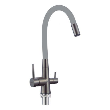 Смеситель для кухни с подключением фильтра воды Fmark FS1062-Q04, графит/серый
