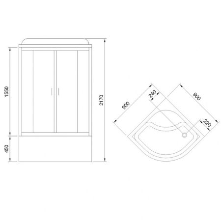 Душевая кабина Royal Bath 90х90 RB-ЕКО90ВК-WM без гидромассажа