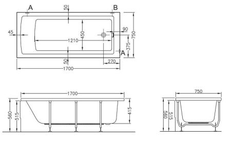 Neon ванна 170x75 см